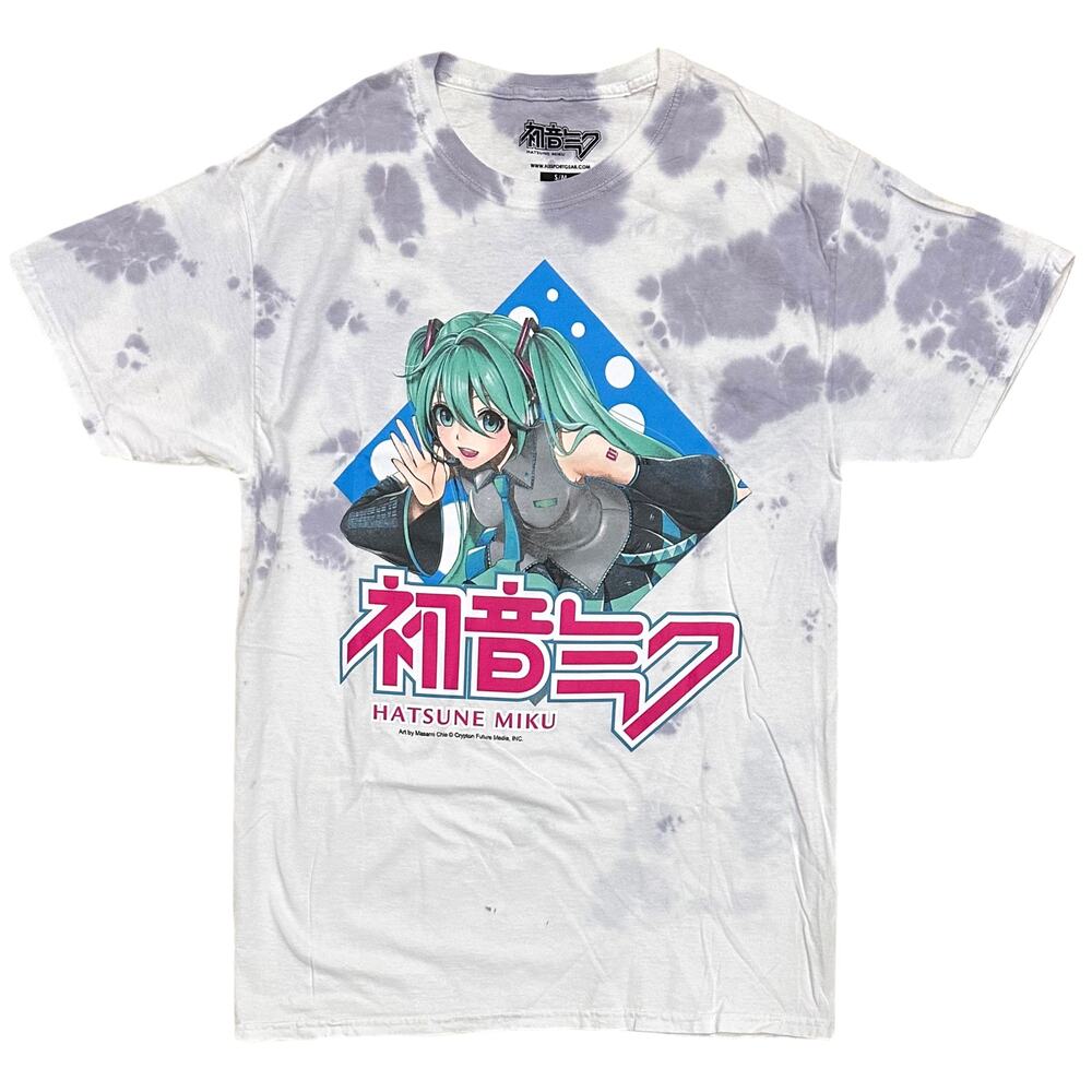 Hatsune Miku Men's T-Shirt Japanese Anime White Tie Dye Authentic Merch Tee